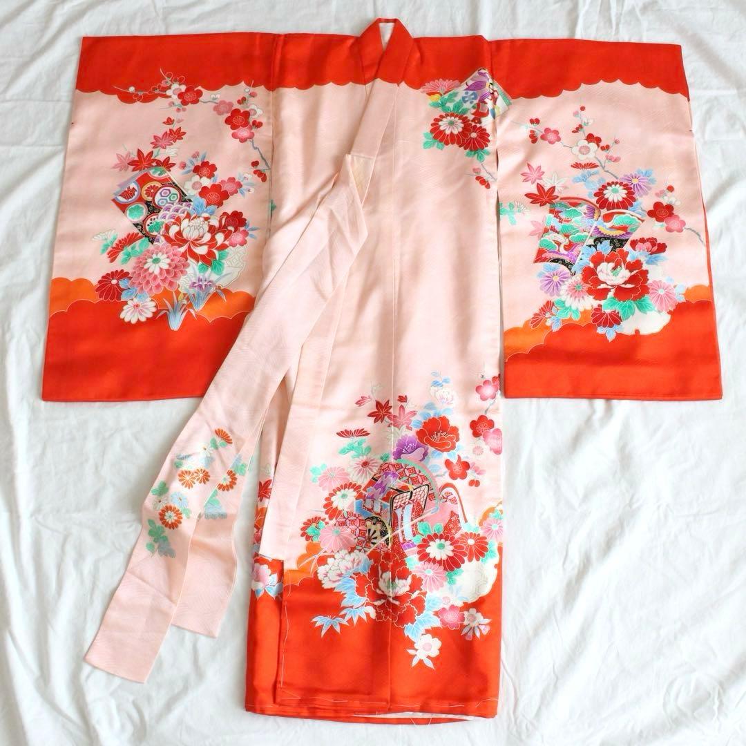 七五三 3歳 女の子 子供 正絹 着物 被布 セット