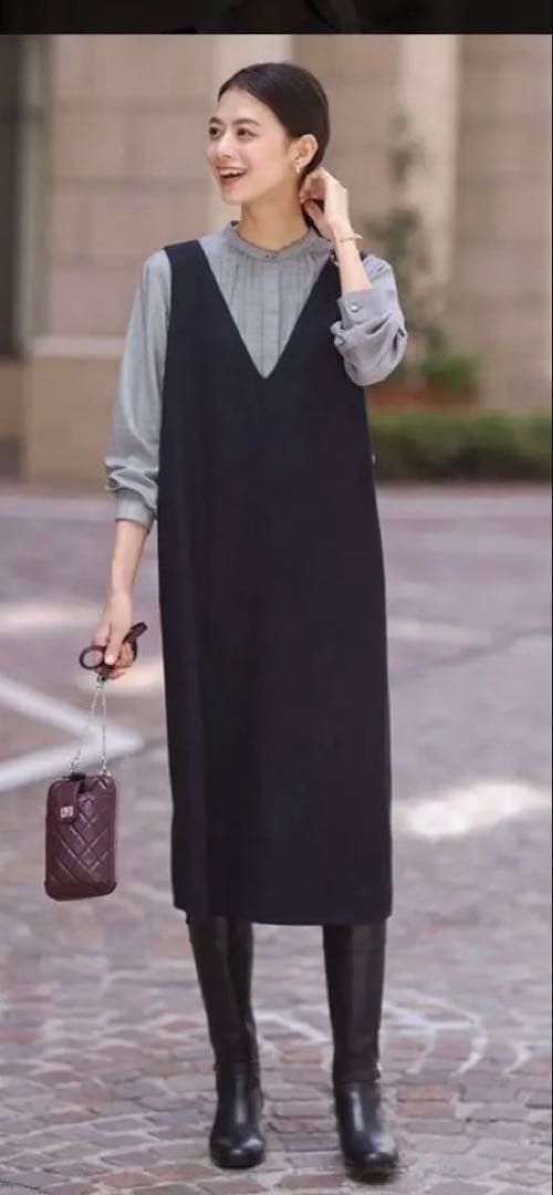 JPRESS ジェイプレス　【洗える】ウールスムース ジャンパースカート