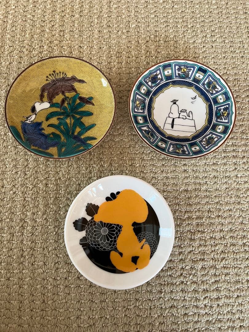 スヌーピー ジャパネスク　美濃焼　九谷焼　豆皿3枚セット