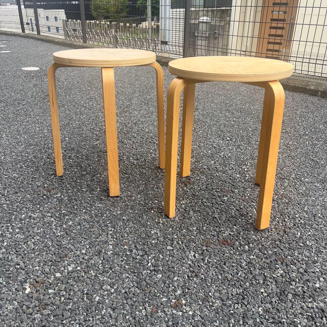 廃盤品　IKEA イケア　フロスタ　スツール　2脚　スタッキングチェア　天然木