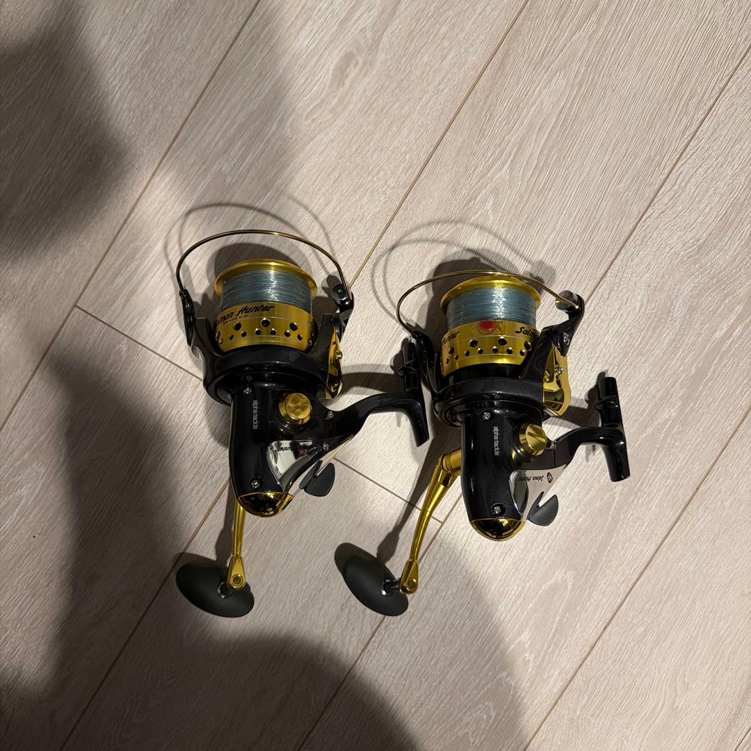 スピニングリール Salmon 中型リール ゴールド ハンドル左右交換可