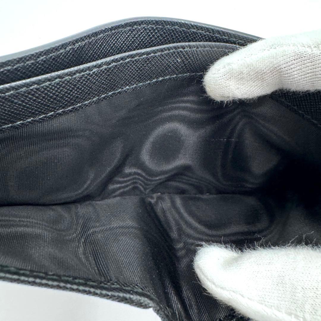 【美品】PRADA プラダ サフィアーノ 二つ折り財布 2M0738 ブラック