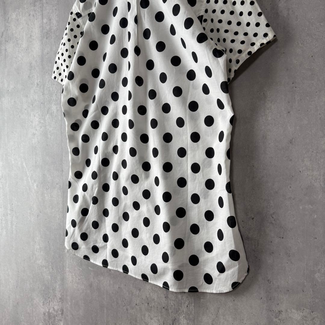 ヨウジヤマモト ギプシー ドット柄 半袖ボタンダウンシャツ ホワイト 2 良品