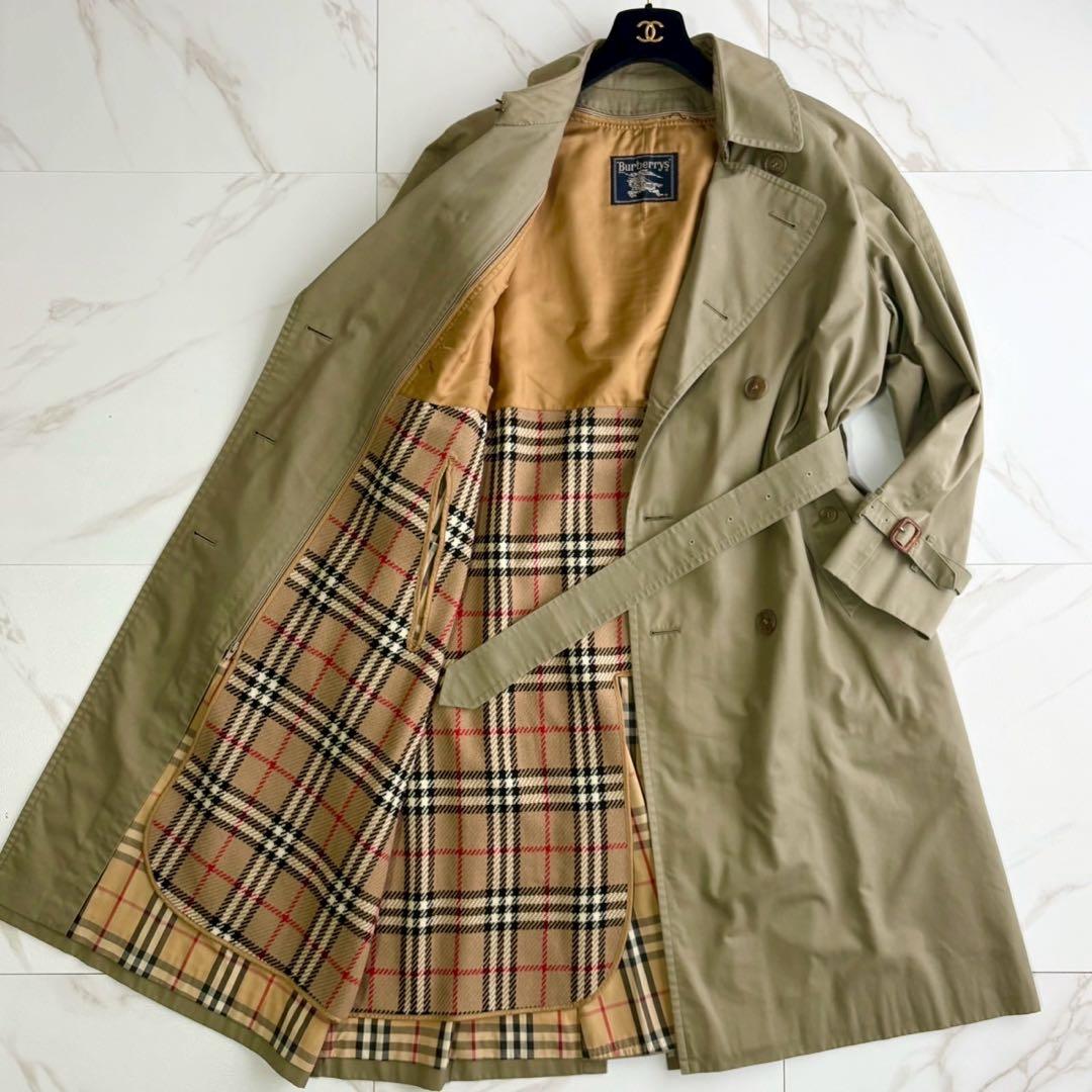 美品◆着丈113 BURBERRY ライナー ベルト付 トレンチコート カーキ
