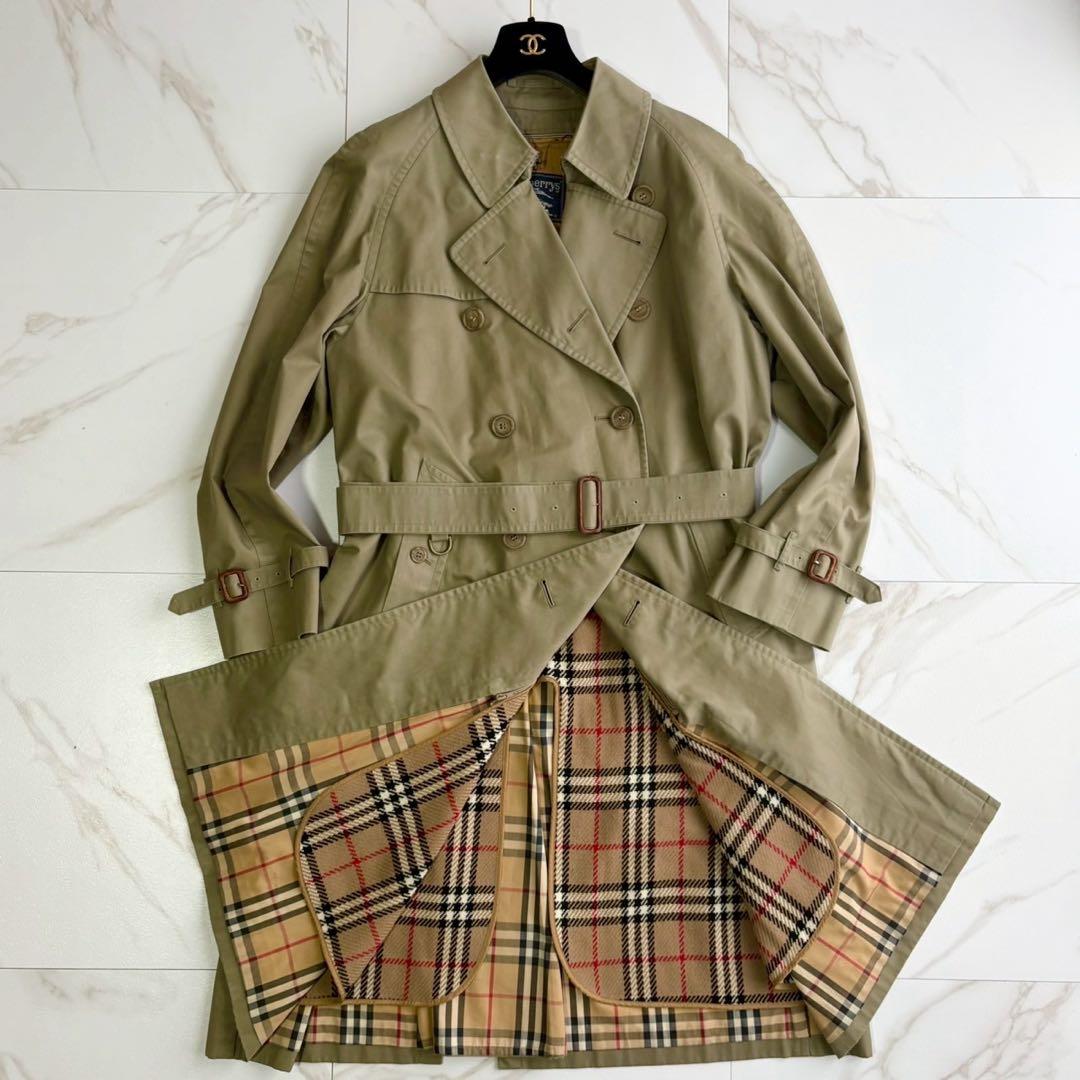 美品◆着丈113 BURBERRY ライナー ベルト付 トレンチコート カーキ