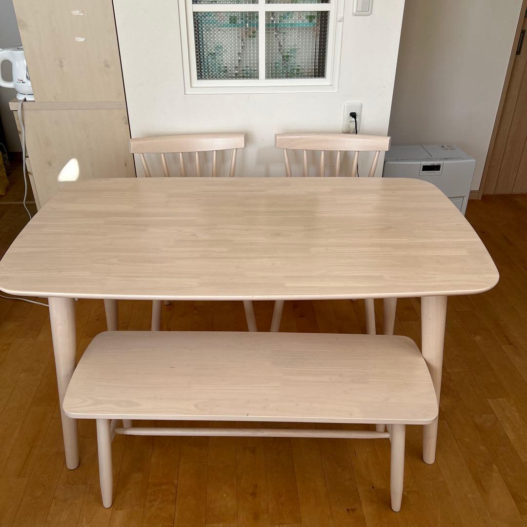 【U1】ニトリダイニングテーブルセット　ホワイト木製