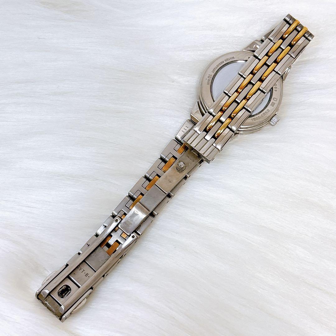 稼働極美品✨セイコー　エクセリーヌ　メタル　電波ソーラー　シェル　9pダイヤ