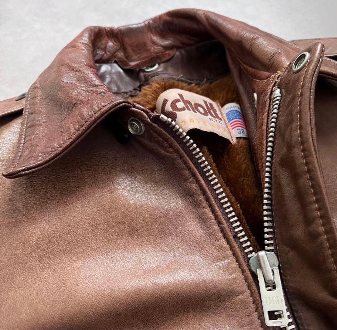 80s schott A-2 フライトジャケット ブラウン