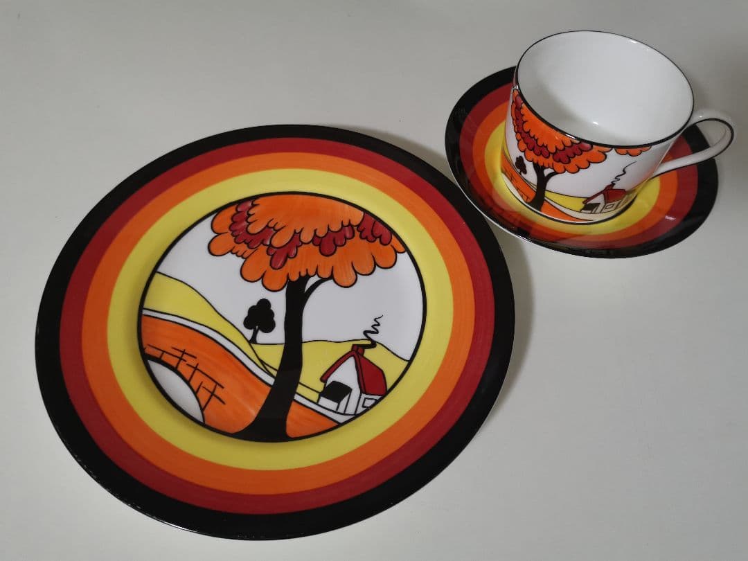 ウェッジウッド 英国製 クラリスクリフ 橋の畔の家 マイタイムセット プレート