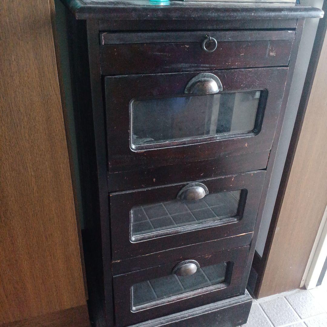 B-COMPANY木製ラック 3引き出し ダークブラウン