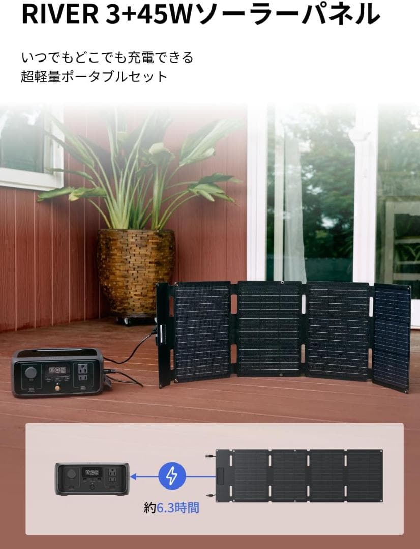 EcoFlow  3 ポータブル電源 45Wソーラーパネルセット 保証