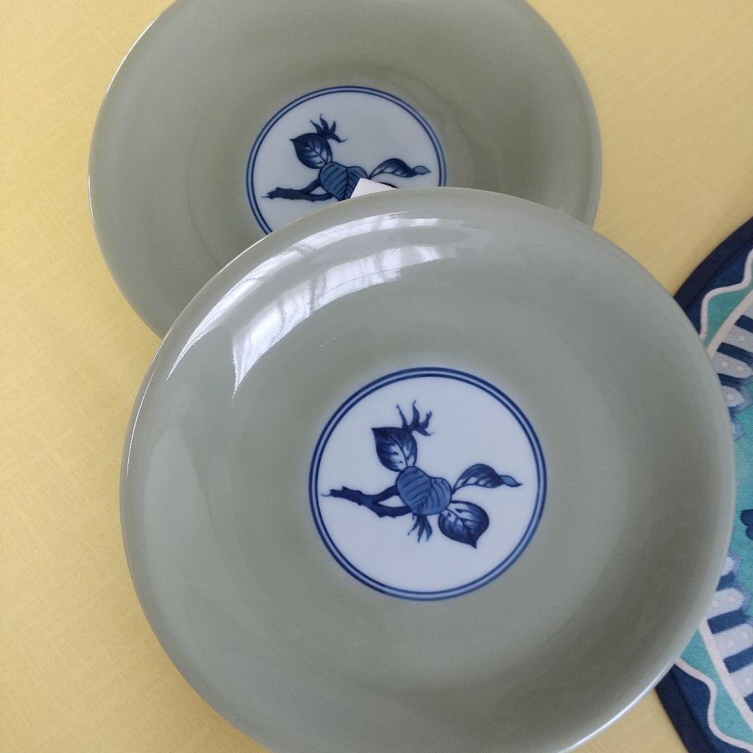 源右衛門⭐️青磁木ノ葉文の椀皿のソーサー 2枚組