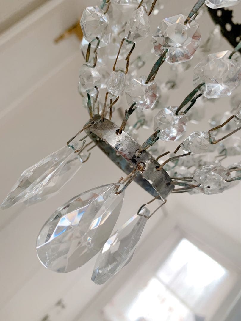 ローラアシュレイ　ガラスシェード　シャンデリア　アンティーク