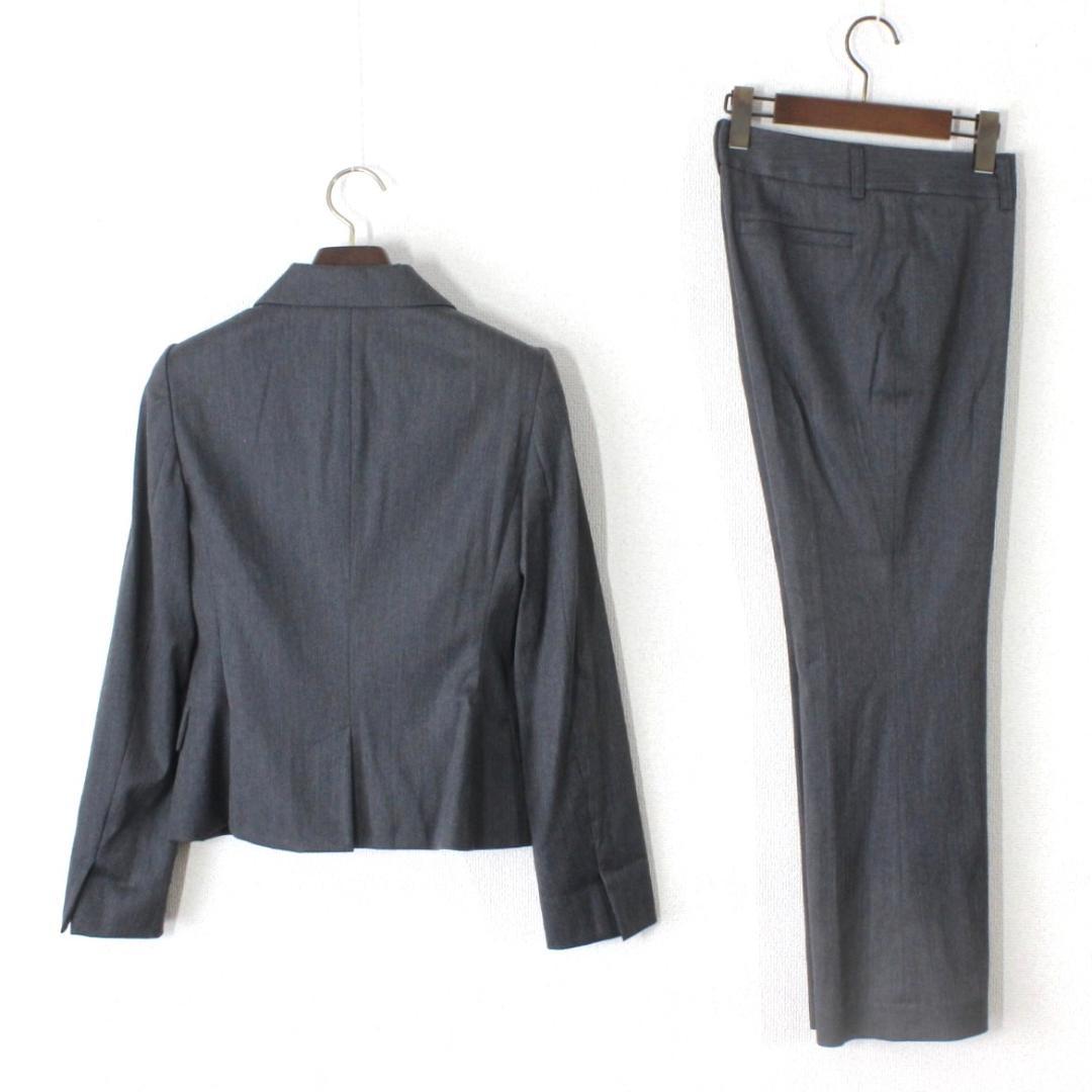 37【新品同様】アンタイトル パンツスーツ 2 グレー M ヘリンボーン 秋冬春