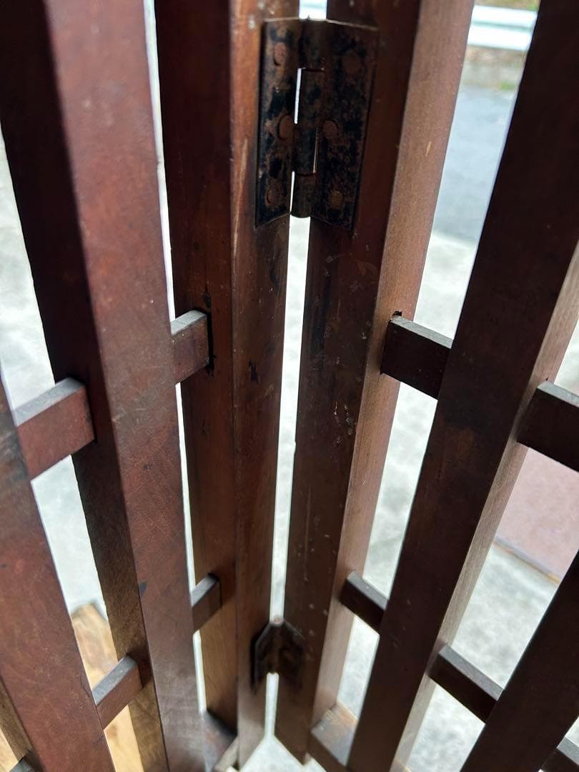 帳場格子　木製　衝立　折り畳み　古道具　パーテーション　アンティーク　間仕切り