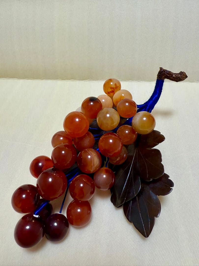 中国美術 ★☆ 天然石 縁起物 ストーン オブジェ 葡萄 ぶどう ジャンク品扱い