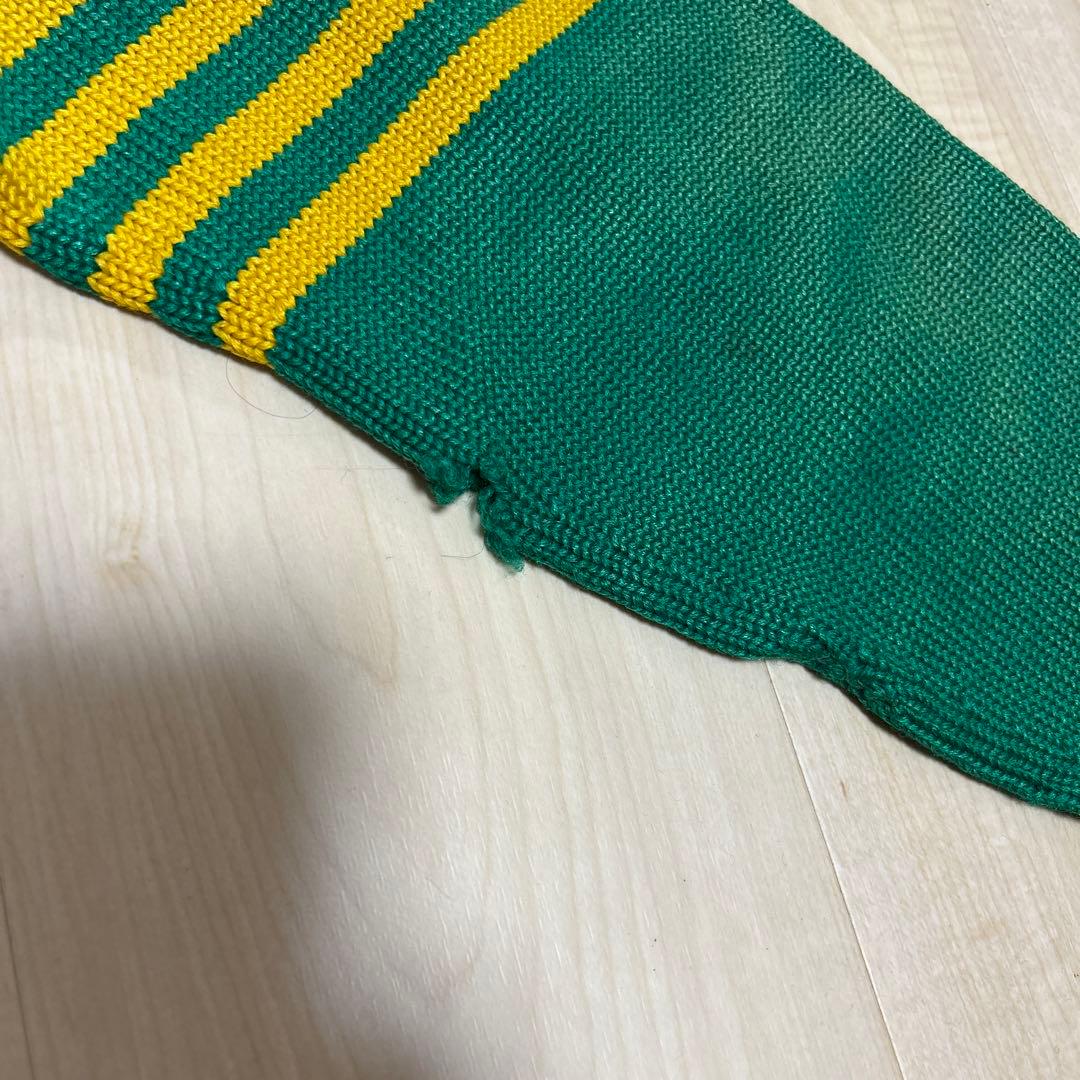 50s レタードカーディガン　肉厚　グリーン×イエロー　ワッペン　フェード