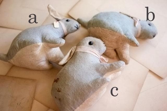 フランス 青いうさぎさんと薔薇色のリボンb ドール テディベア アンティーク