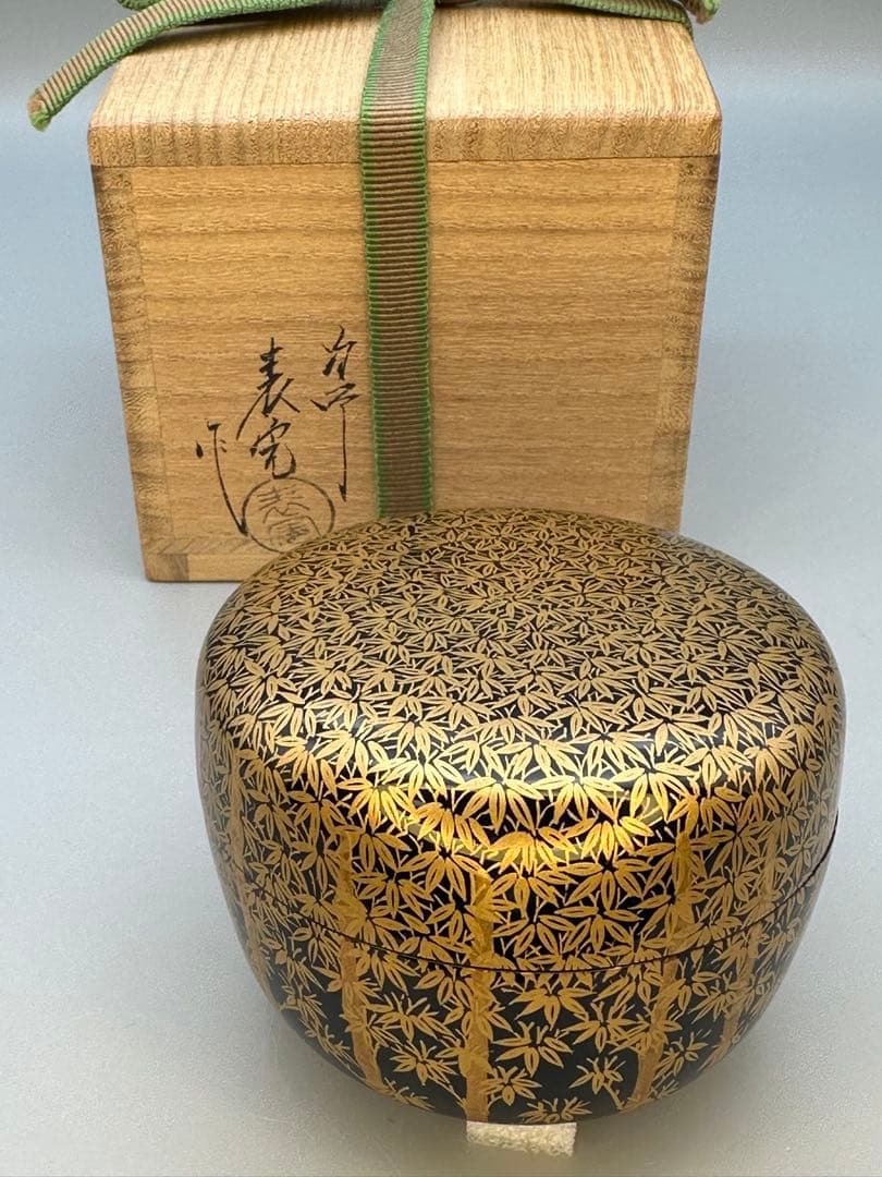 茶道具　棗　川瀬表完　竹林蒔絵