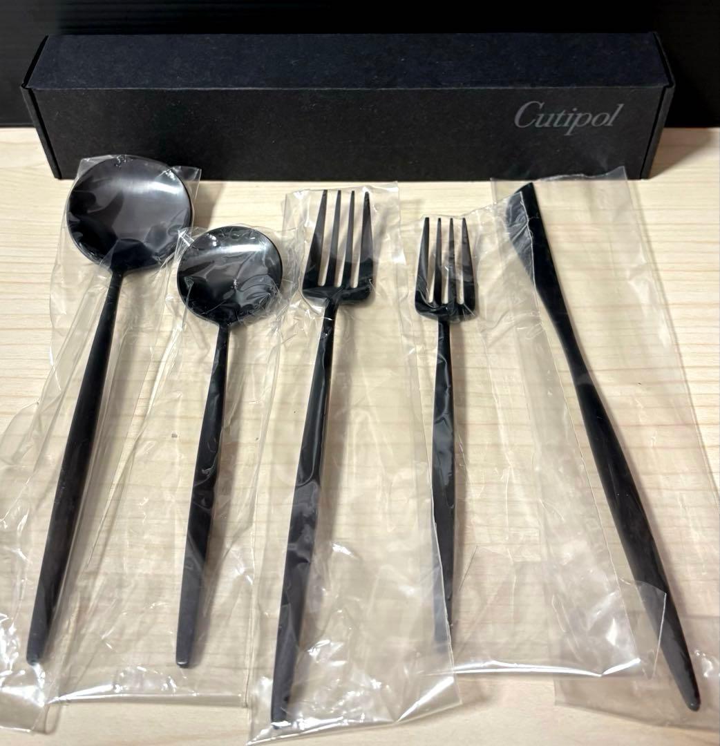 Cutipol ムーン マットブラック カトラリー5点 未使用保管品