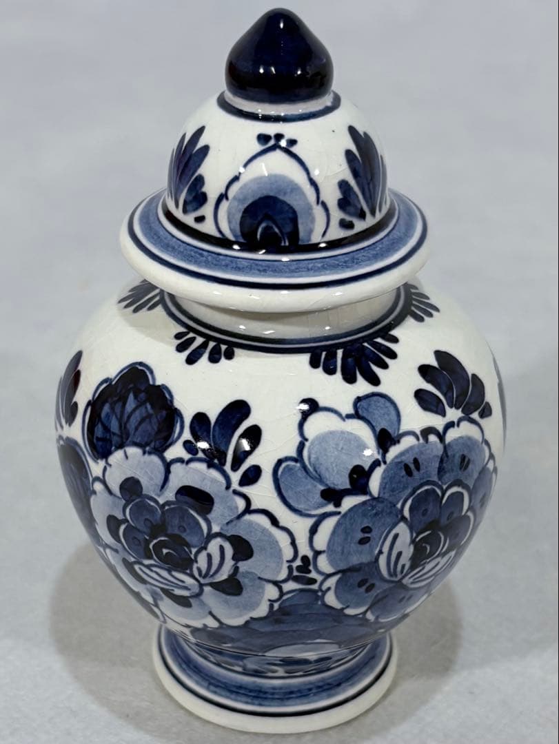 オランダ　デルフト焼　染付写　茶入　美品　茶道具　送料込