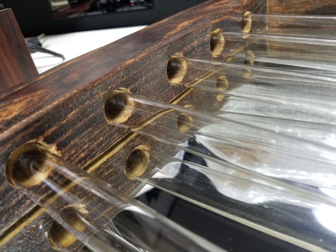 古木材　無垢　オールド　エルム　楡の木　ガラス管　ウォール　ミラー　壁掛け　鏡