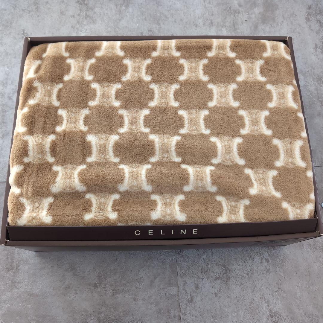 CELINEセリーヌ　マカダム柄　アクリルニューマイヤー毛布