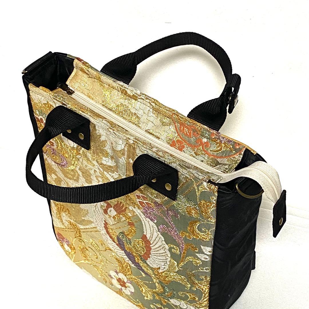 388 帯リメイク　鳳凰の縦型リュック　3wayバッグ