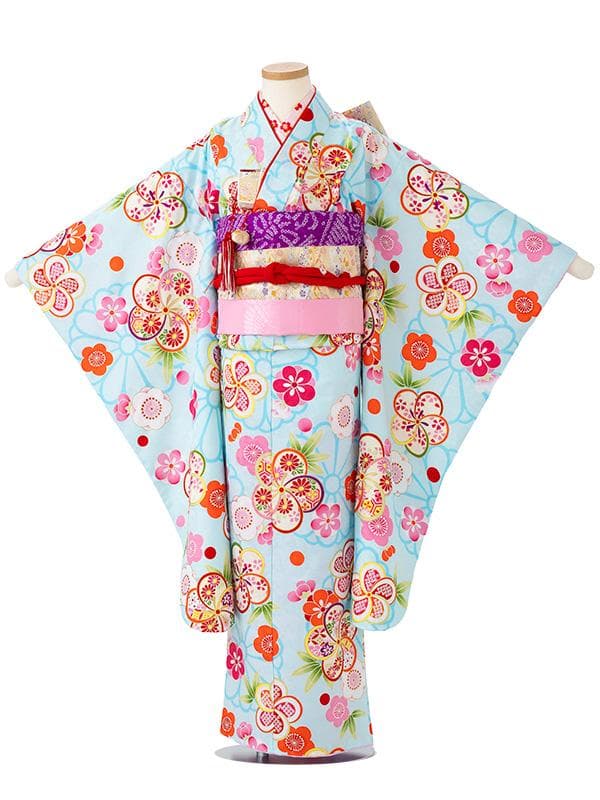 四つ身セット　ねじり梅柄　ブルー