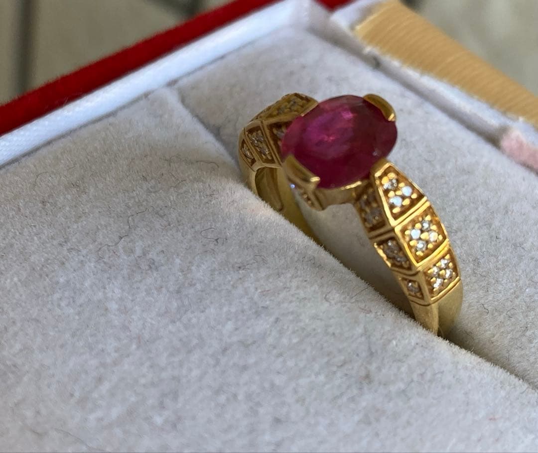 k18 ルビー　ダイヤモンド　リング　約11号　1.2カラット
