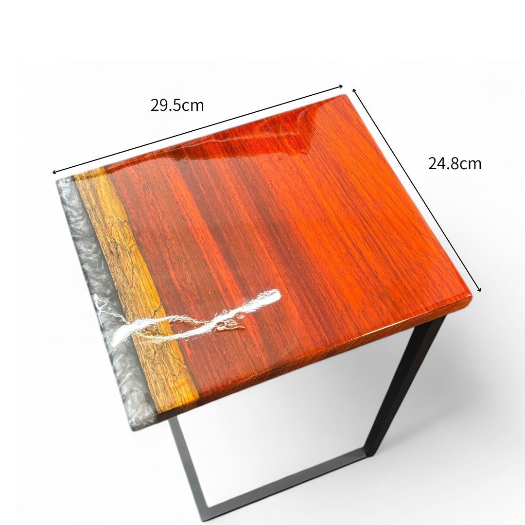 サイドテーブル アイアン 木製 天然木 一枚板 コの字 アンティーク ベッド