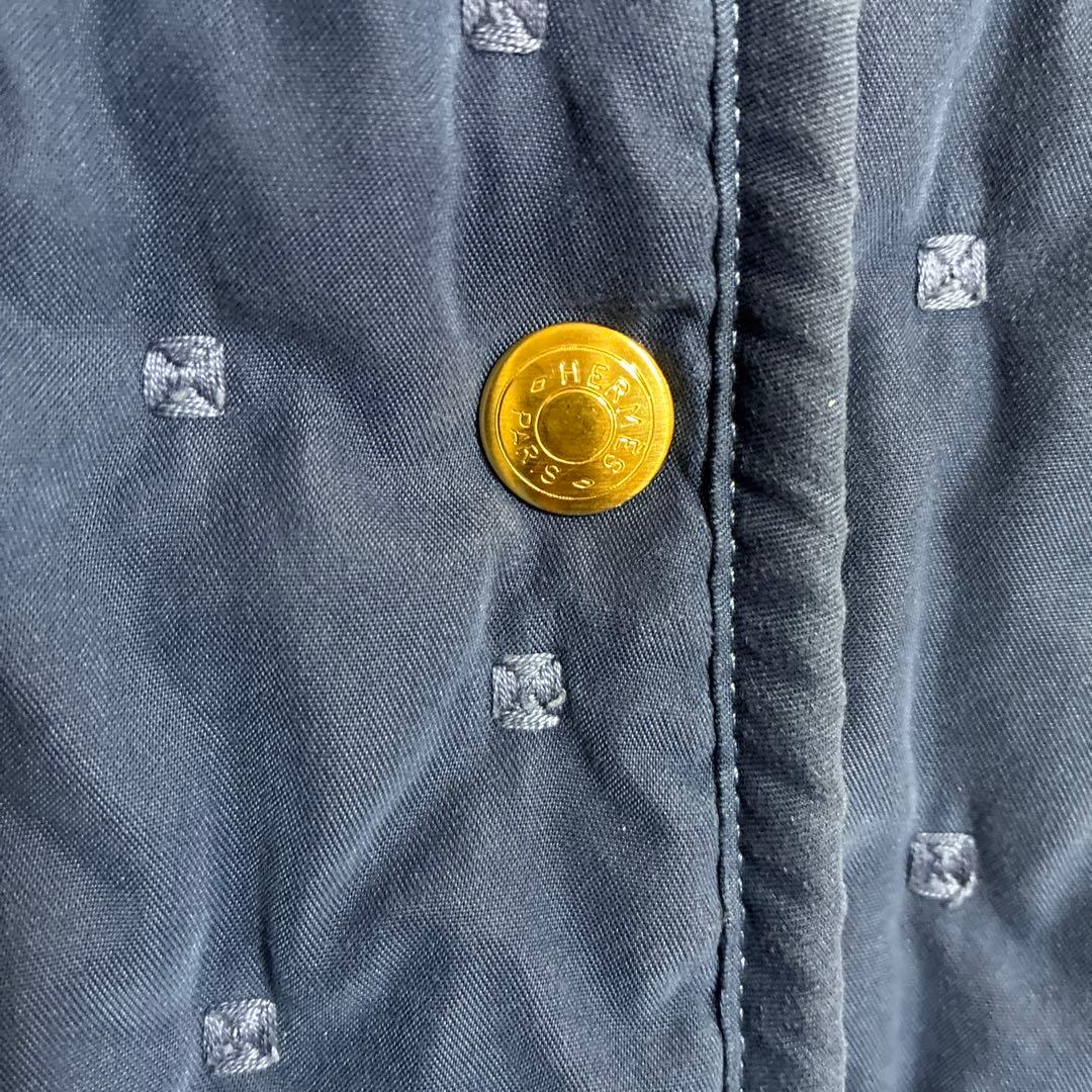 HERMES エルメス 38 ネイビー キルティング ステンカラーコート