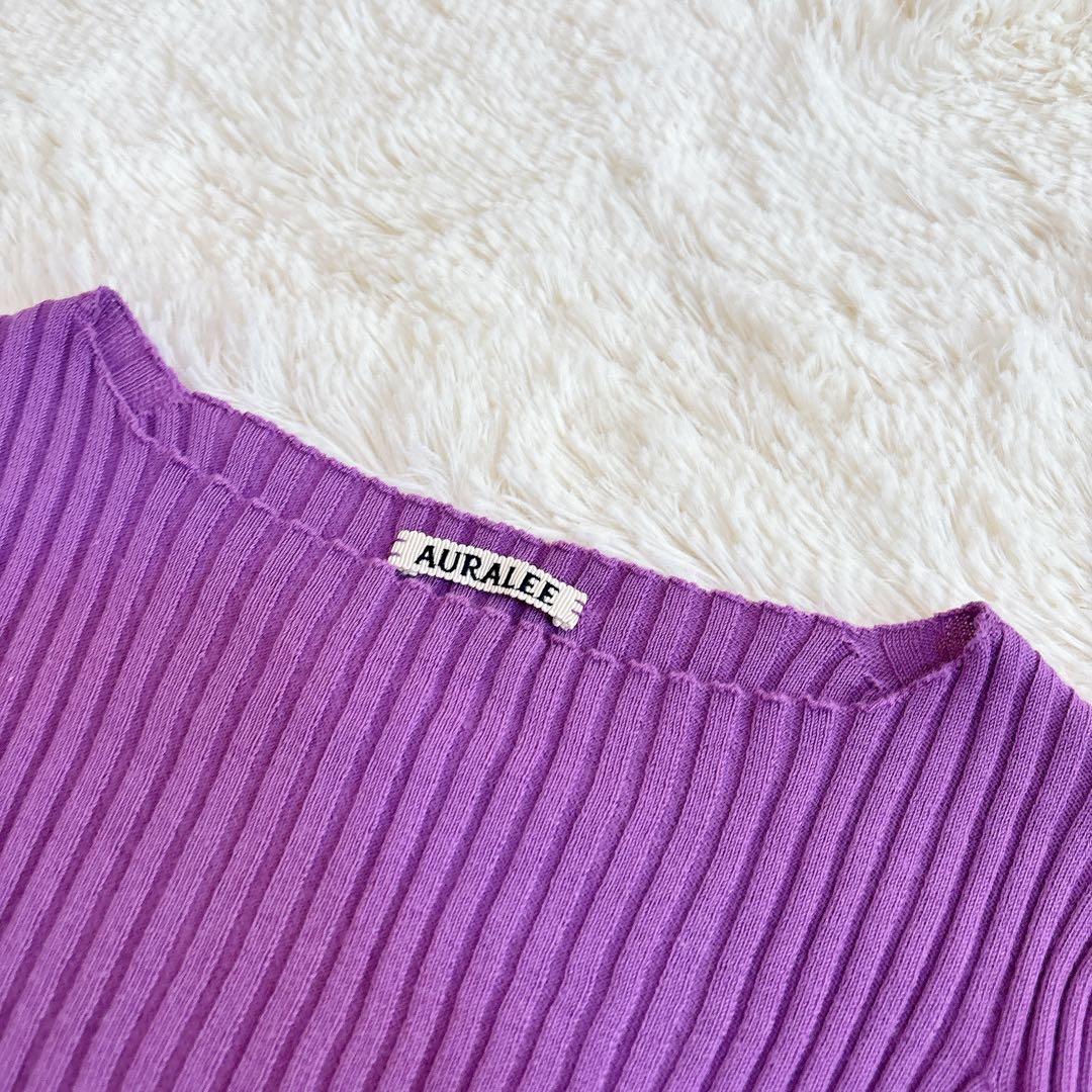 美品☆オーラリー スーパーファインウール ワイドリブ ニット