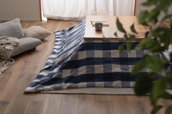 おしゃれ ふかふか かわいい 暖かい 長方形 こたつ布団 ギンガムチェックブルー