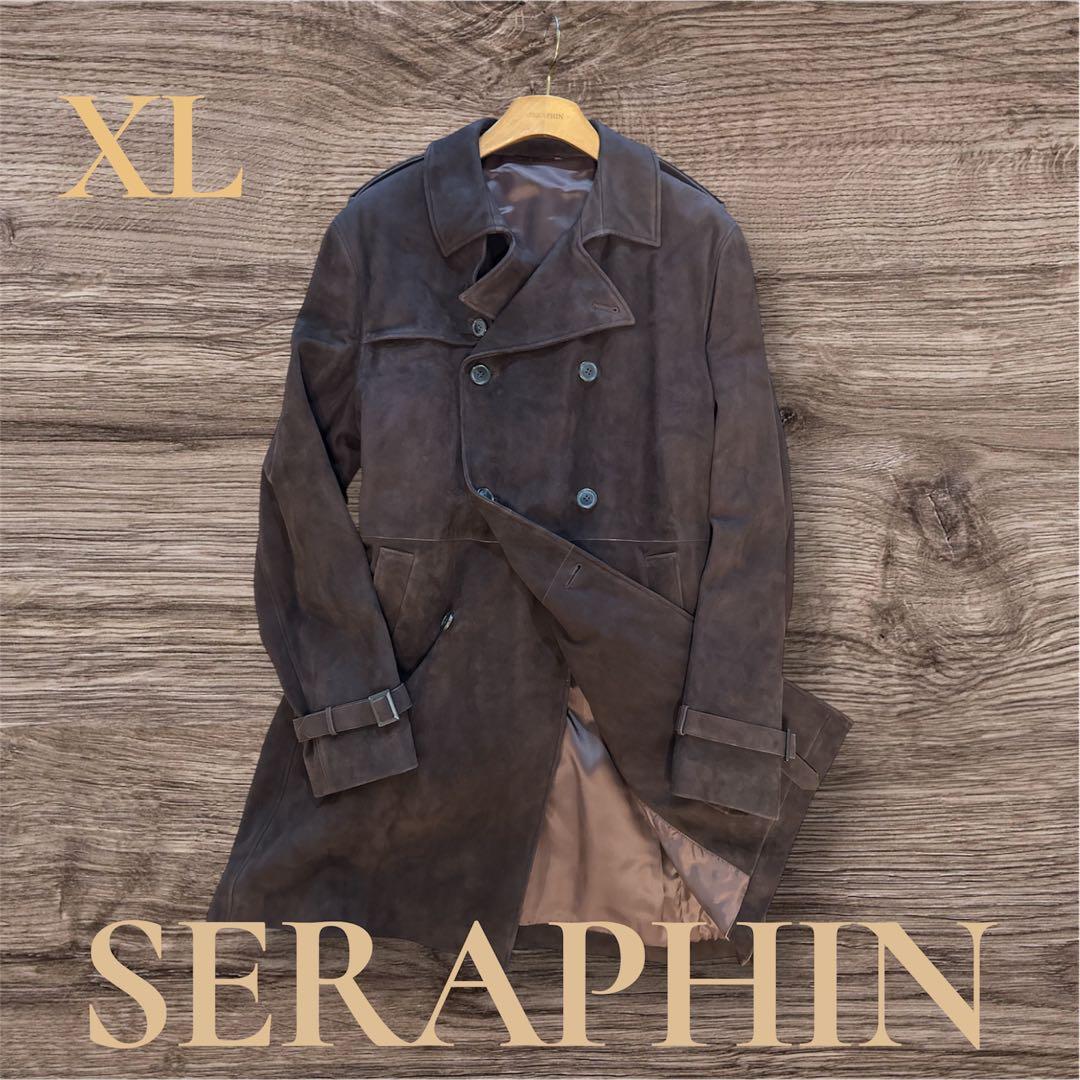 セラファン　SERAPHIN スエード トレンチコート XL 高級　鹿革 は美品