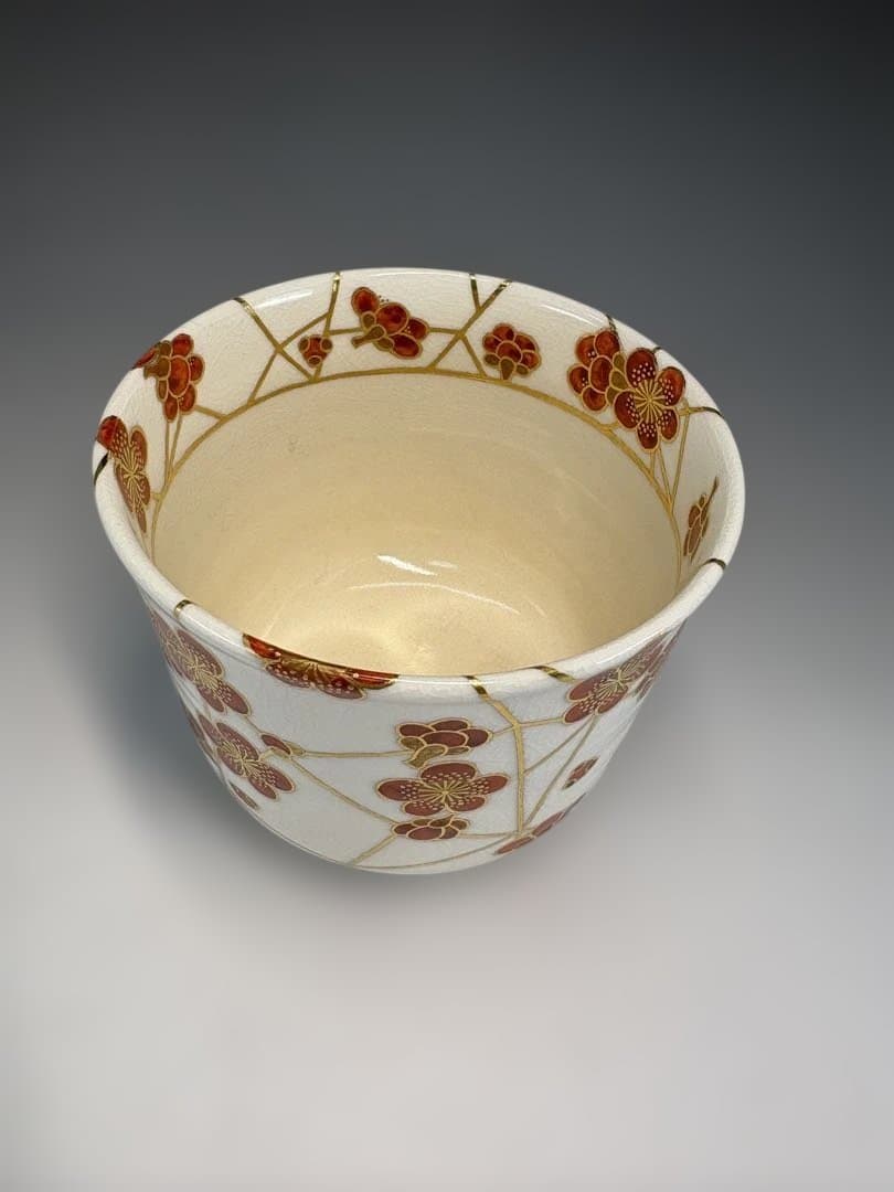 【中古品】真葛焼　宮川香斎造　北野神社　御献茶記念　氷梅茶碗好　尋牛斎書付