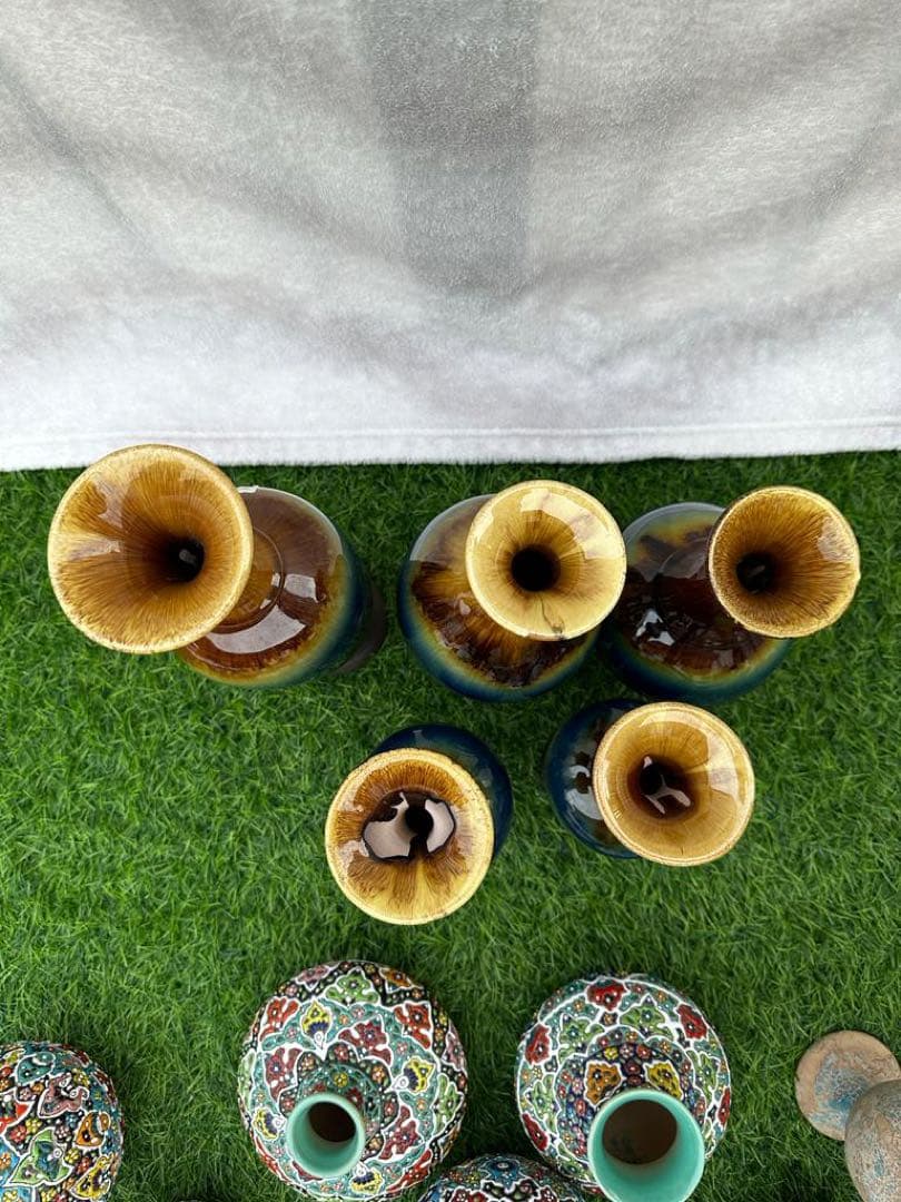 花瓶、イラン　ペルシア　ハメダン　ラルジン　手作り花瓶、まとめ売り　26点