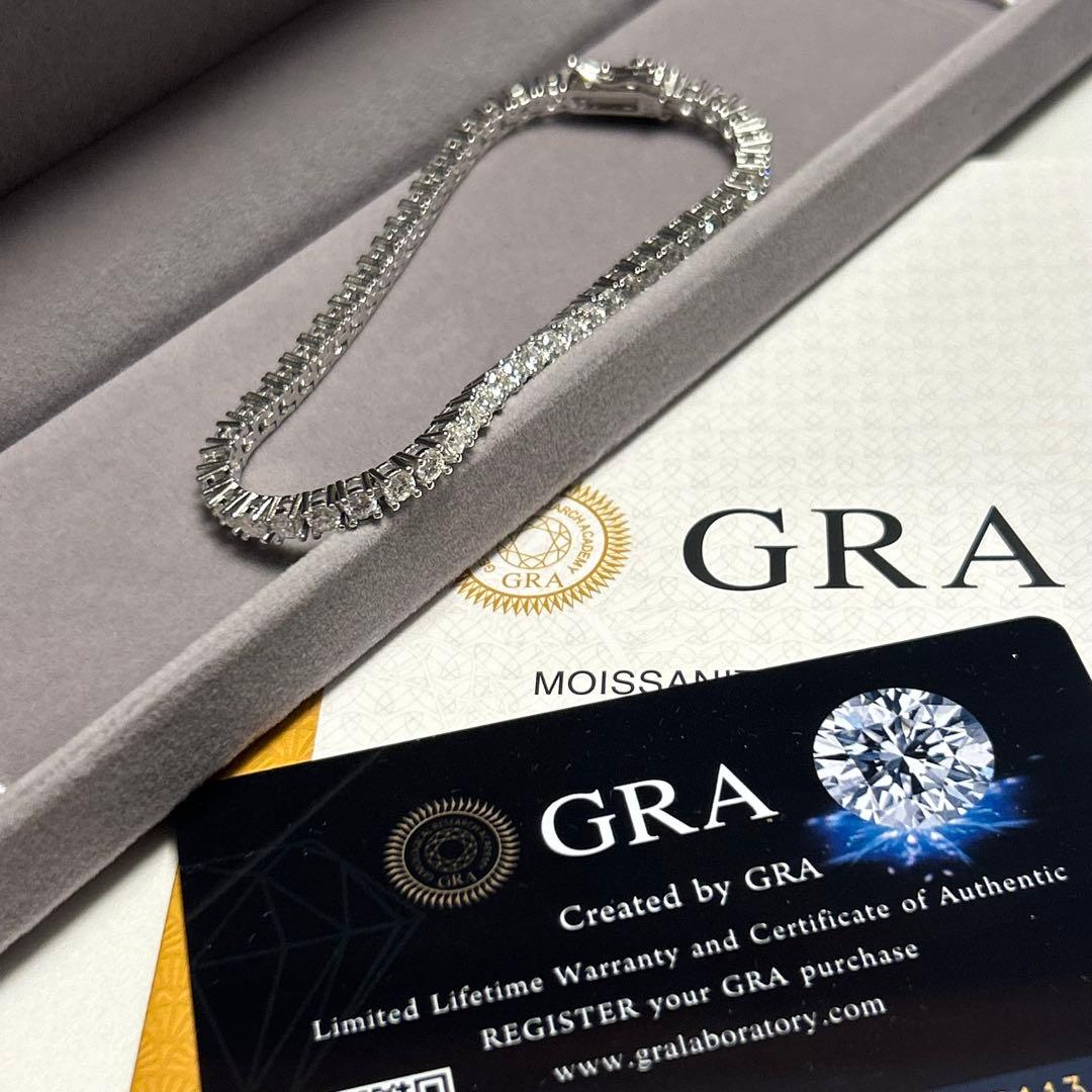 【大人の手元に】モアサナイト×シルバー925テニスチェーンブレスレット 19cm