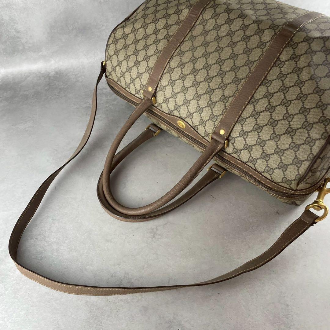 希少 美品 グッチ 2way ボストンバック GGスプリーム PVC レザー