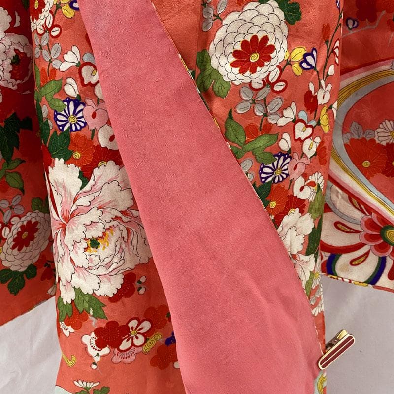 510ag50◎七五三 七歳 女児 アンティーク着物のみ レトロ ピンク◎