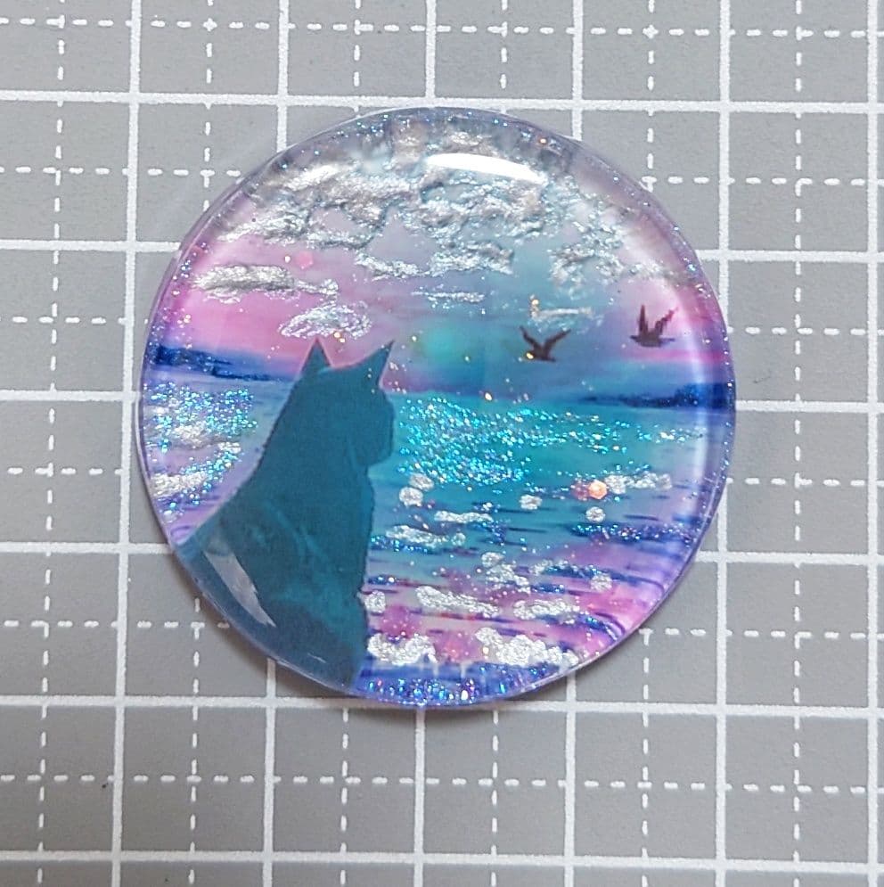 レジン　猫　ヘアゴム　ブローチ　ポニーフック　No.277