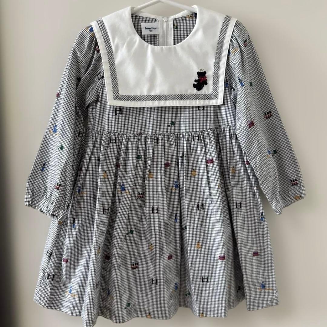 familiar チェック柄 ワンピース 100