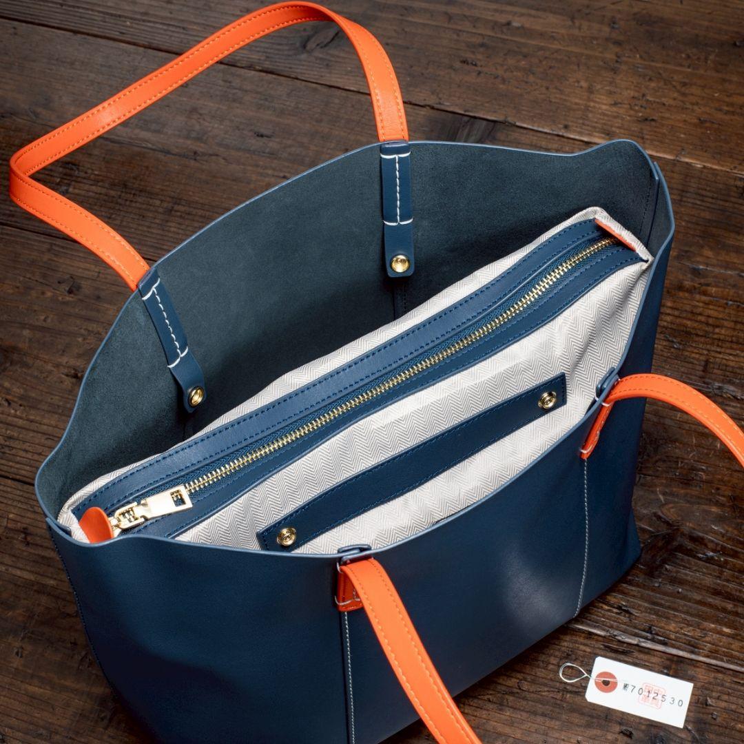 インディゴブルー 本革 イタリアンレザー メンズ 本革 メンズ トートバッグ