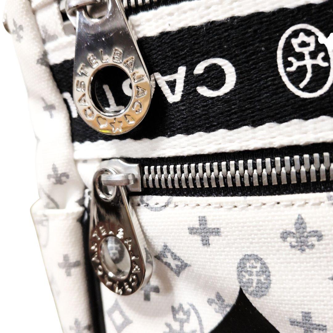 カステルバジャック モノグラム ハンドバッグ 白×黒 多収納 希少