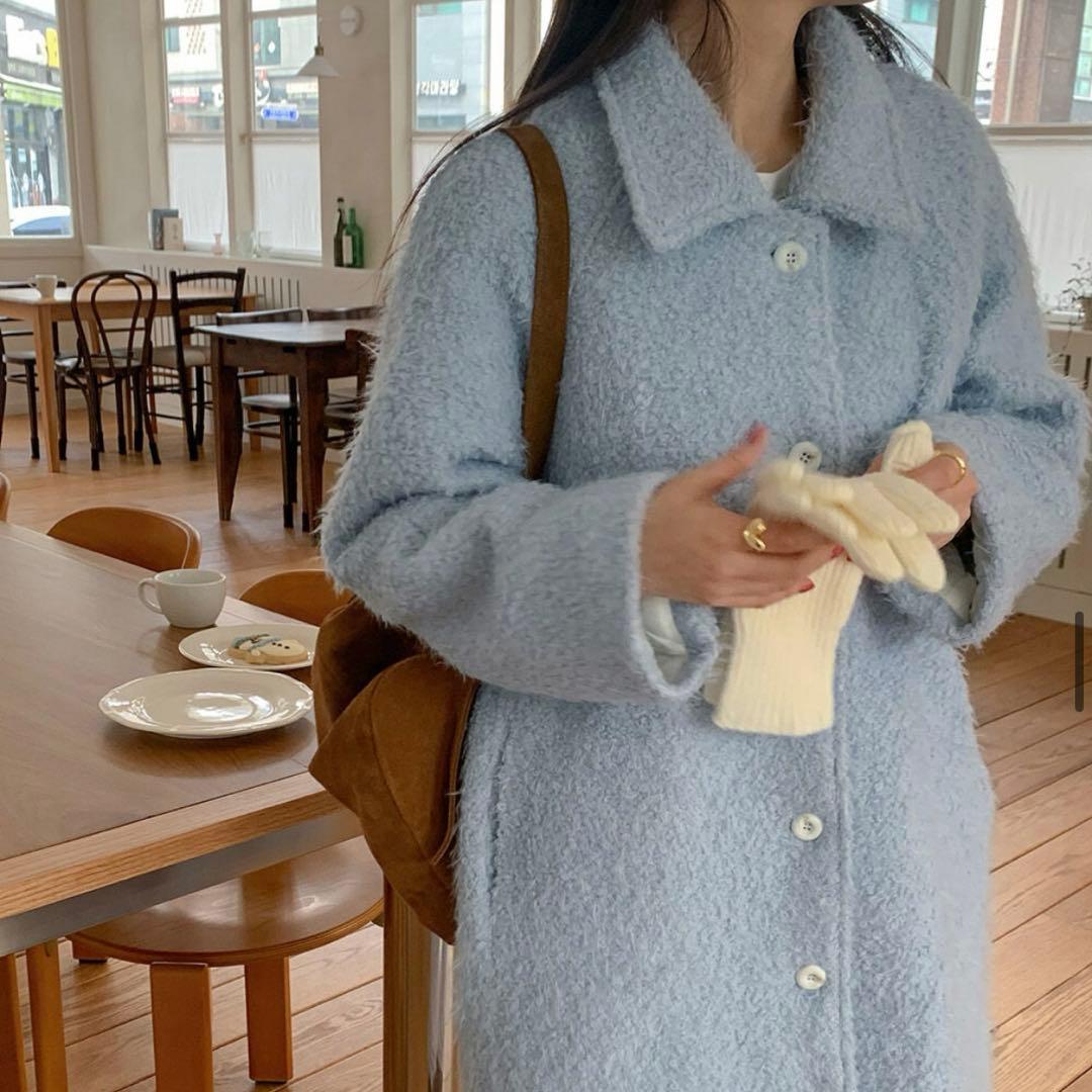 NUGU FRENCH AUBE ウールブークレハーフ冬 カラーコート