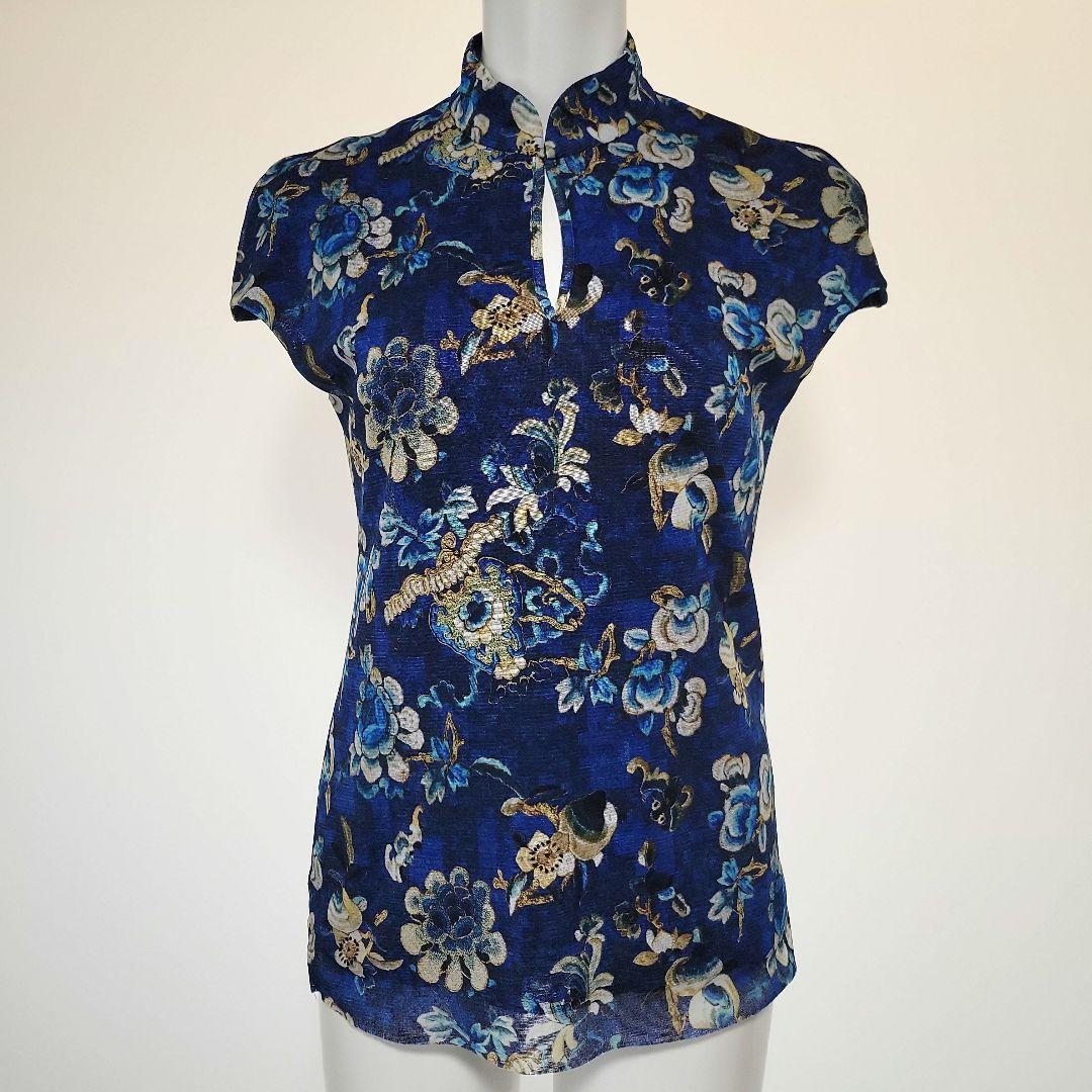 【美品】VIVIENNE TAM フラワープリント チャイナドレストップ ０