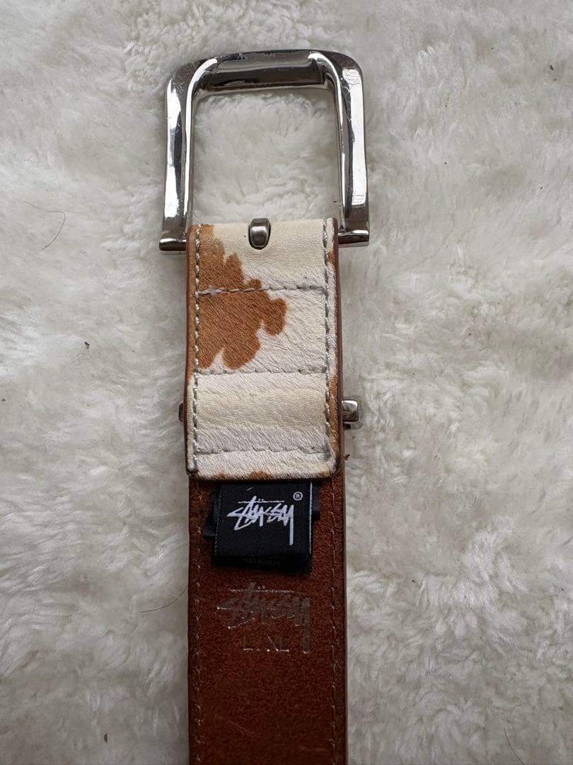 Stussy カウ柄レザーベルト