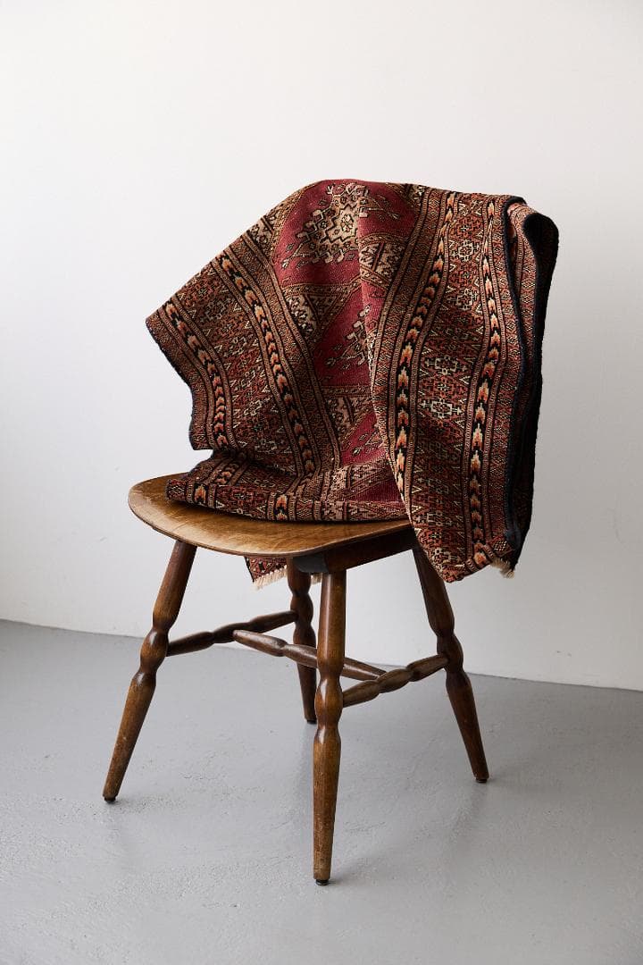 ヴィンテージラグ　トライバルラグ　ラホール産（241×74cm）赤　茶　黒