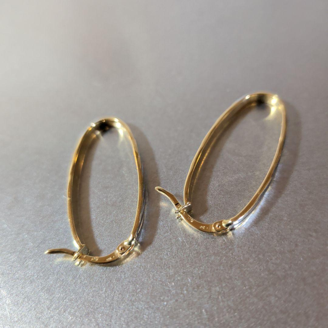 ピアス　750　ITALY　WG　YG　2色　ツートン　スナップ　計1.63g