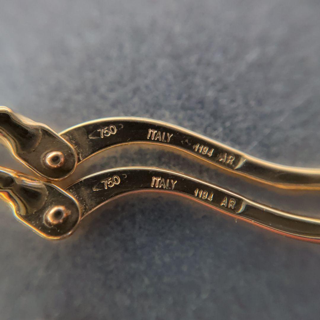 ピアス　750　ITALY　WG　YG　2色　ツートン　スナップ　計1.63g